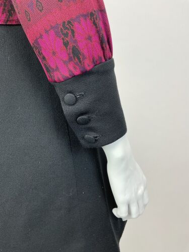 VTG 60s 70s PINK PURPLE BLACK PSYCHEDELIC FLORAL MOD TURTLENECK SCOOTER DRESS 16