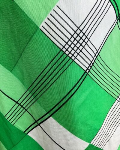 VINTAGE 60s 70s GREEN WHITE BLACK PLAID CHECKED MOD DAGGER SHIRT DRESS 8 10