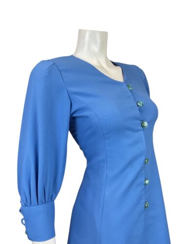 VINTAGE 60s 70s BRIGHT BLUE MOD SWING SHORT DRESS 8