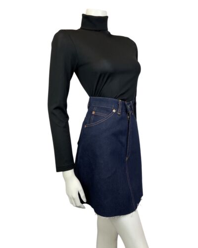 VINTAGE 70s DARK BLUE LEVIS RAW-CUT DENIM SKIRT 6