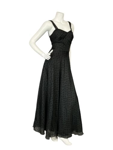 VTG 70S SWEETHEART STRAPPY GLITTER BLACK FLOATY FORMAL PARTY MAXI DRESS 10
