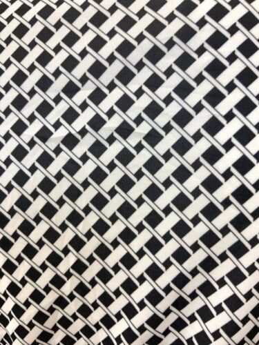 VTG 60s 70s BLACK WHITE BASKETWEAVE GEOMETRIC OP-ART DAGGER SHIRT BLOUSE 8 10