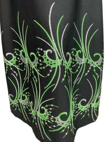 VTG 70S BLACK GREEN SILVER ABSTRACT PSYCHEDELIC EMBROIDERY PARTY MAXI SKIRT 12