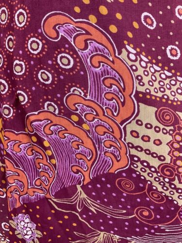 VINTAGE 60s 70s PURPLE ORANGE PSYCHEDELIC FLORAL MOD PEPLUM MAXI DRESS 8 10