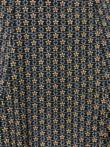 VINTAGE 60s 70s BLACK WHITE RED YELLOW FLORAL DITSY DOTTY SCALLOPED SKIRT 6