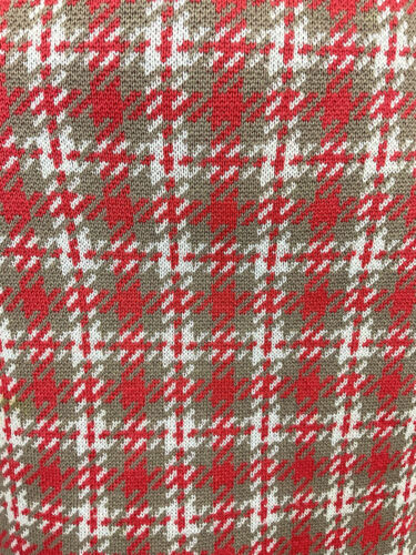 VINTAGE 60s 70s RED GREY WHITE PLAID CHECKED MOD PLEATED WOOL DRESS 10 12