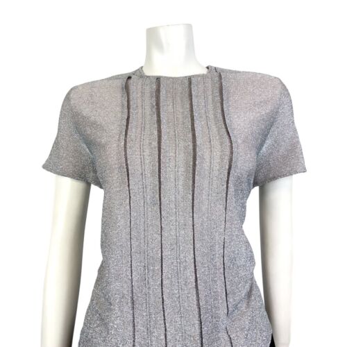 VINTAGE 60s 70s PURPLE MAUVE BLUE LUREX GLITTER DISCO PARTY MOD KNIT TOP 12 14