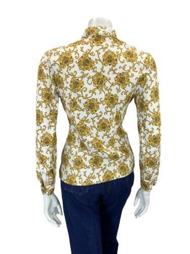 VTG 60S 70S WHITE GOLD MOD SPARKLY BEAGLE COLLAR BAROQUE PARTY SHIRT 8 10 S