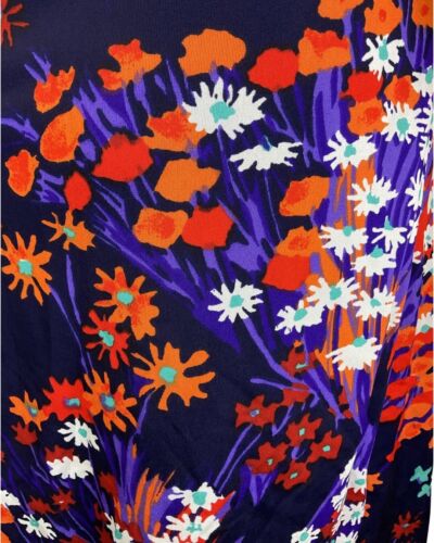 VINTAGE 60s 70s PURPLE ORANGE TEAL FLORAL MOD SLEEVELESS DRESS 12 14