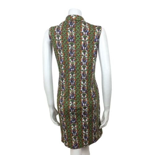 60S VINTAGE BLUE TURQUOISE WHITE PAISLEY PATTERN DRESS 12