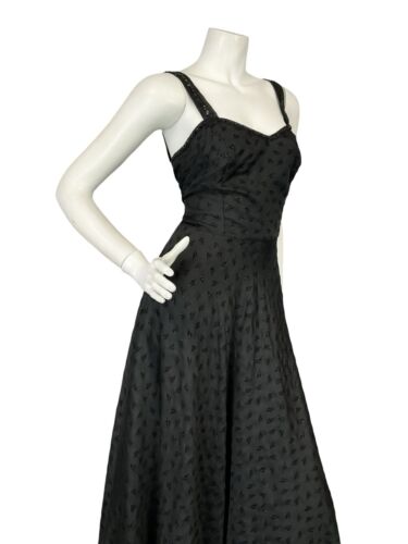 VTG 70S SWEETHEART STRAPPY GLITTER BLACK FLOATY FORMAL PARTY MAXI DRESS 10