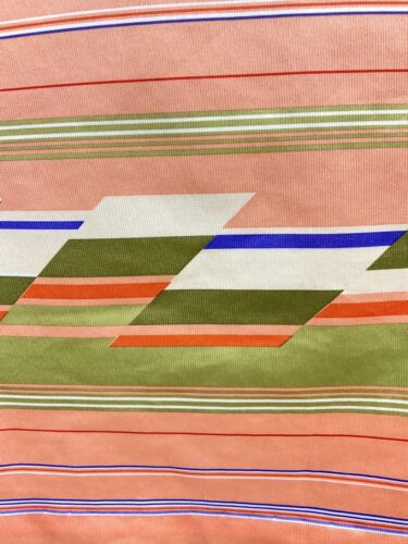 VINTAGE 60s 70s ORANGE GREEN RED STRIPED BELTED MOD SHIRT DRESS 14 16