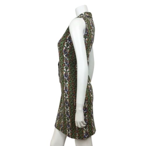 60S VINTAGE BLUE TURQUOISE WHITE PAISLEY PATTERN DRESS 12