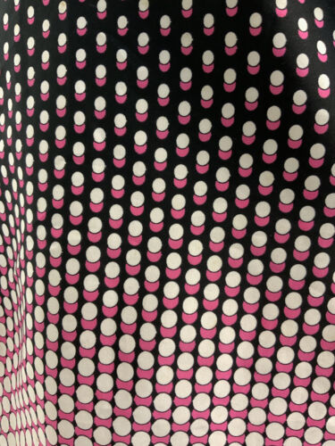 VINTAGE 60s 70s BLACK WHITE PINK HALFTONE DOTTY PUSSYBOW SHIRT MAXI DRESS 12 14
