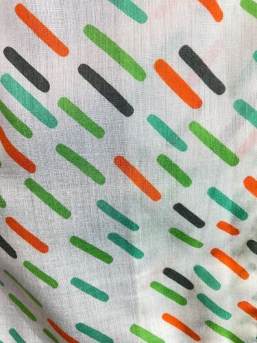 VINTAGE 60s 70s WHITE GREEN ORANGE DASH MOD SLEEVELESS DAGGER COLLAR BLOUSE 8