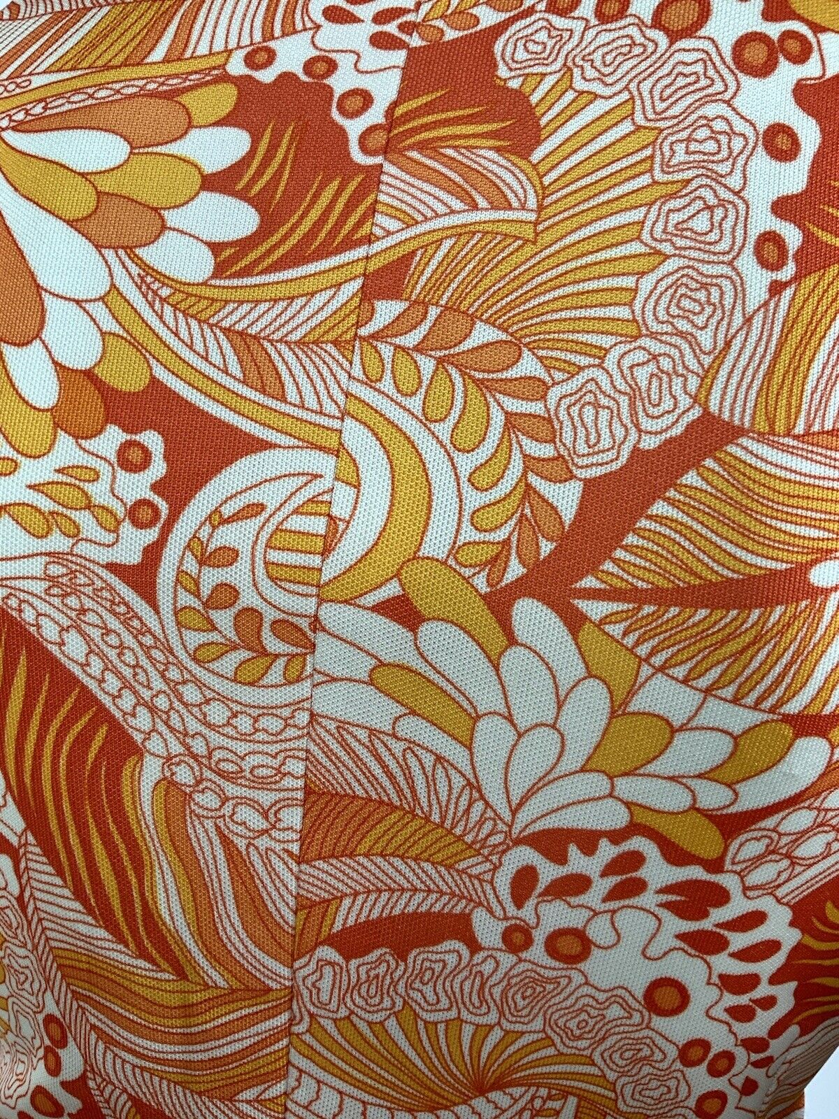 VINTAGE 60s 70s ORANGE YELLOW WHITE PSYCHEDELIC FLORAL DAGGER SHIRT DRESS 10