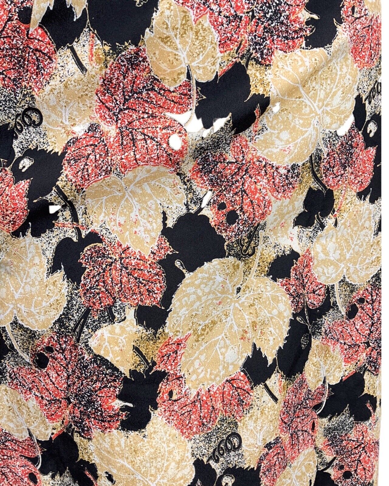 VINTAGE 60s 70s YELLOW BLACK RED AUTUMNAL LEAFY MOD SWING DRESS 14 16