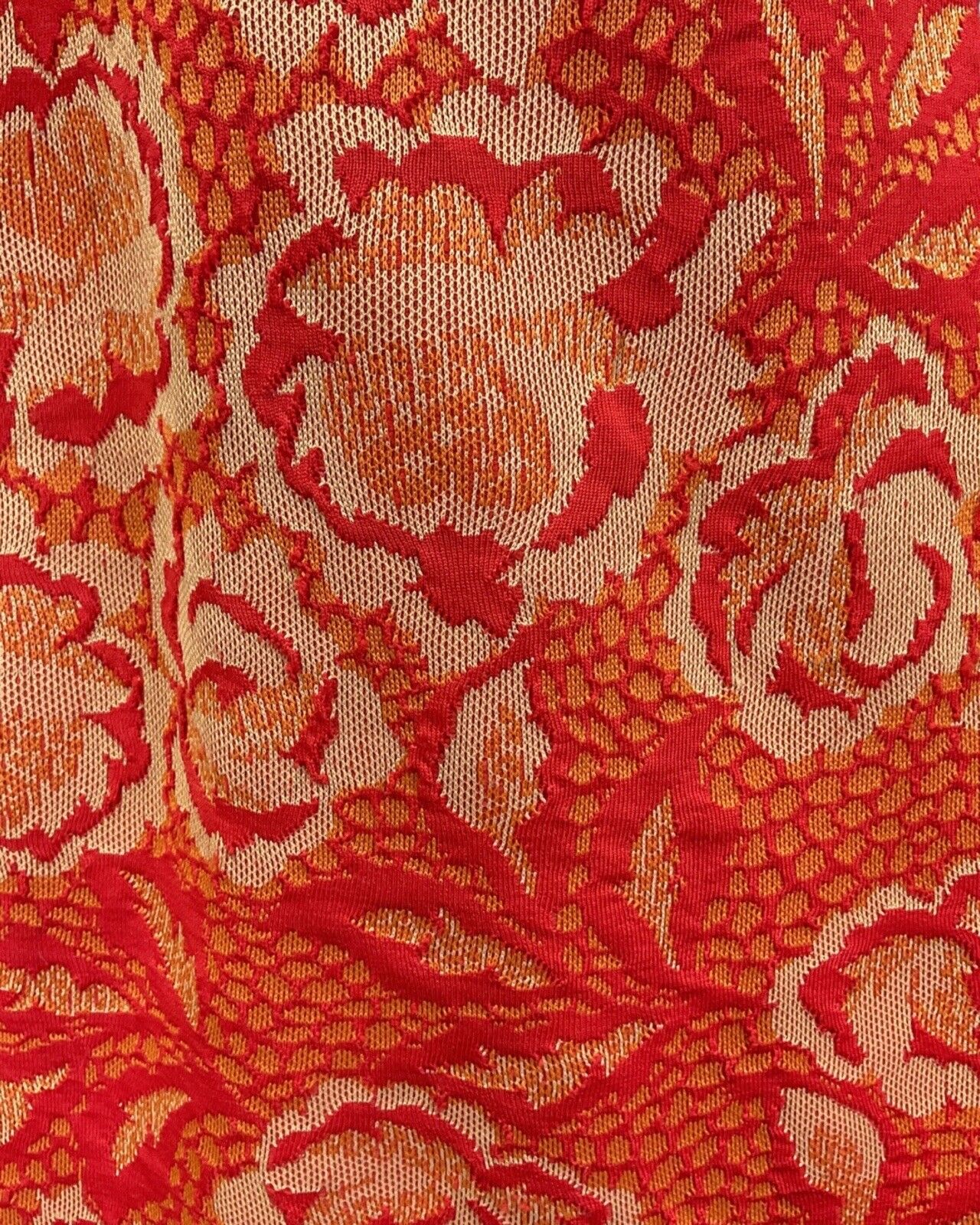 VINTAGE 60s 70s RED ORANGE BEIGE FLORAL ROSE BELTED MOD SHIRT DRESS 8 10