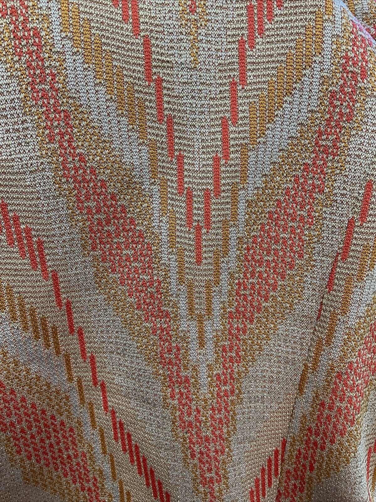 VINTAGE 60s 70s GOLD ORANGE CREAM STRIPED MOD LUREX CROPPED JACKET 14
