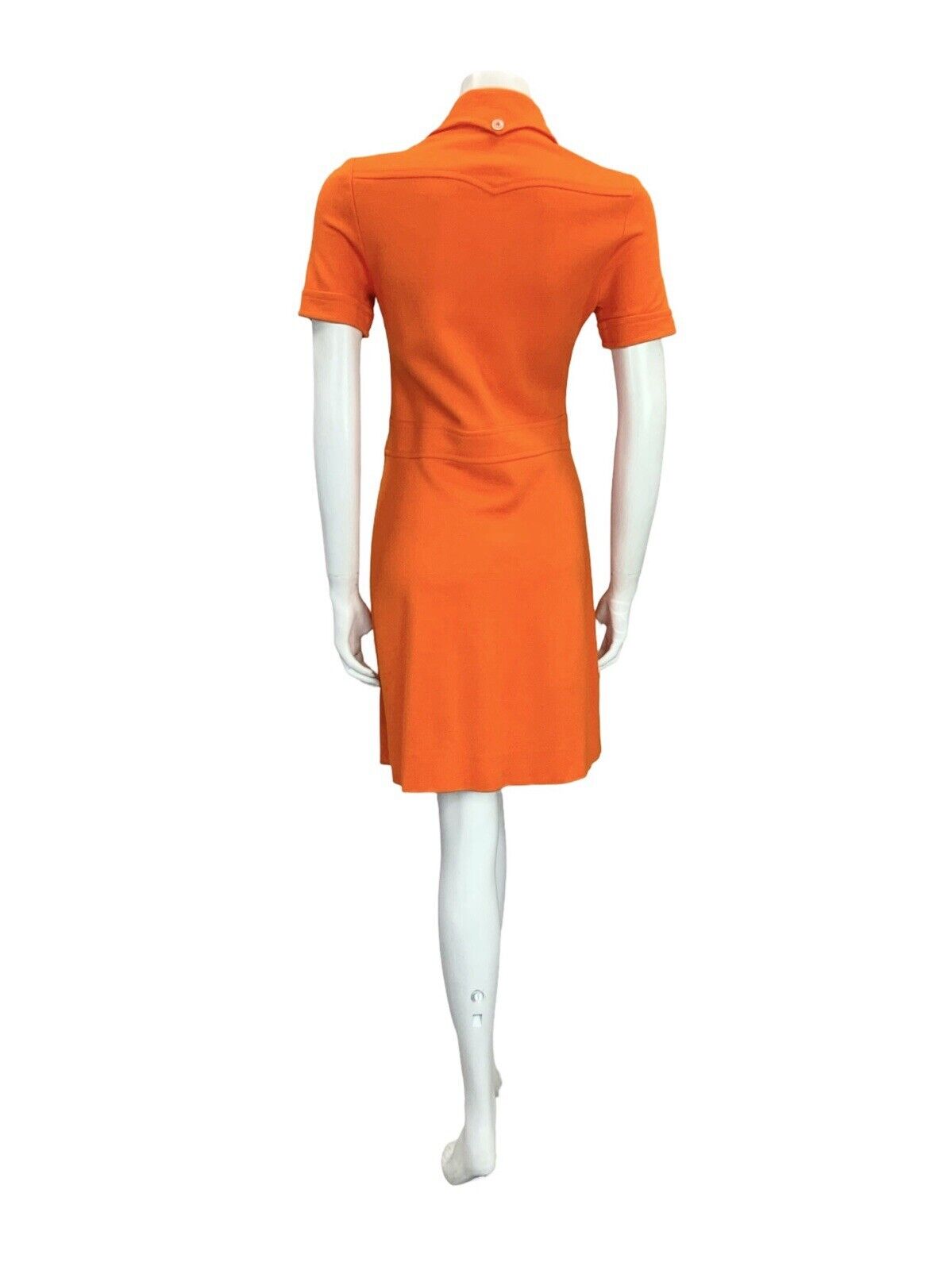 VTG 60S BRIGHT ORANGE SCOOTER MOD ROUNDED COLLAR PLEATED SHIRT DRESS XS 6
