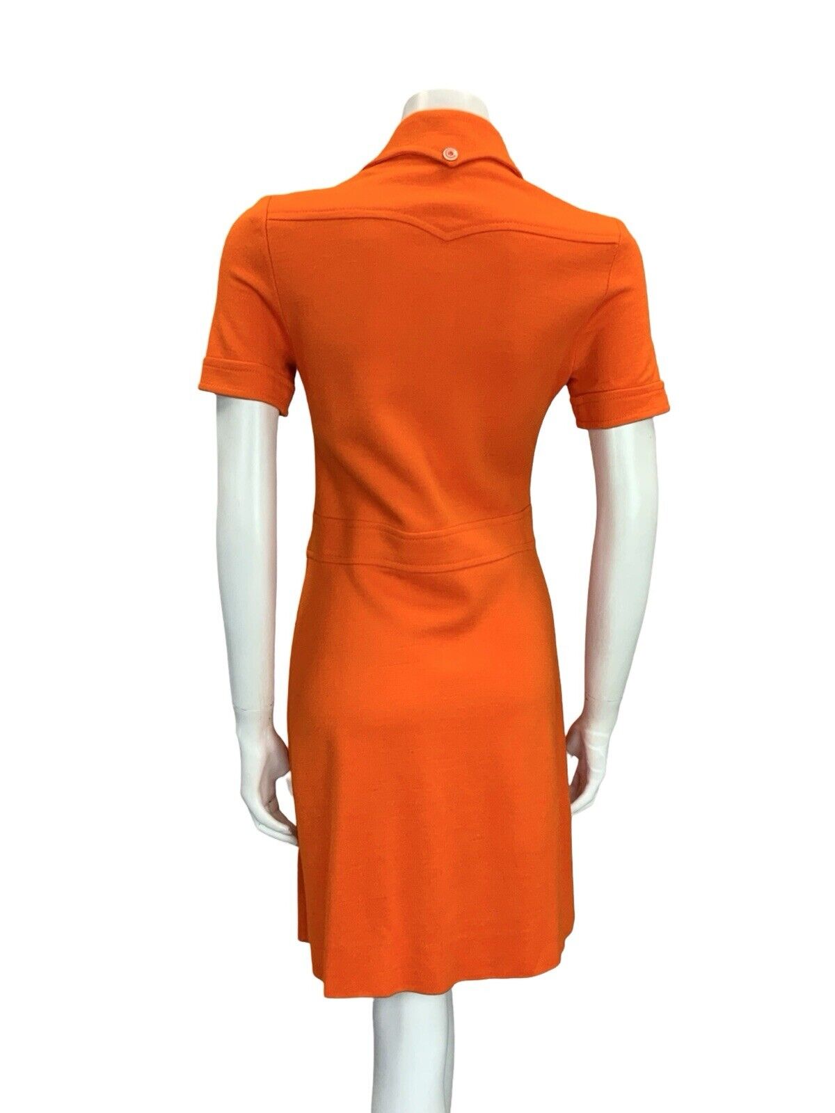 VTG 60S BRIGHT ORANGE SCOOTER MOD ROUNDED COLLAR PLEATED SHIRT DRESS XS 6