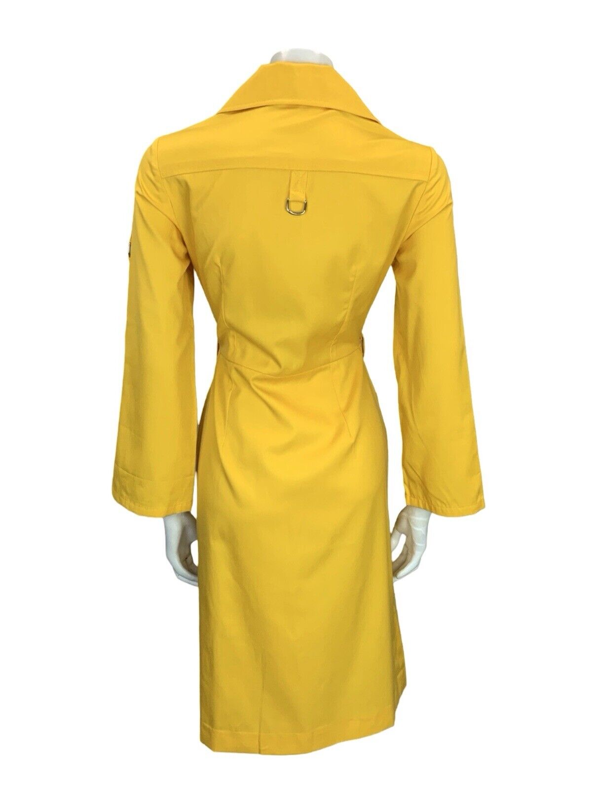 VTG 70S YELLOW UTILITY DAGGER COLLAR BELL SLEEVE SHIRT DRESS W/ POCKETS 8