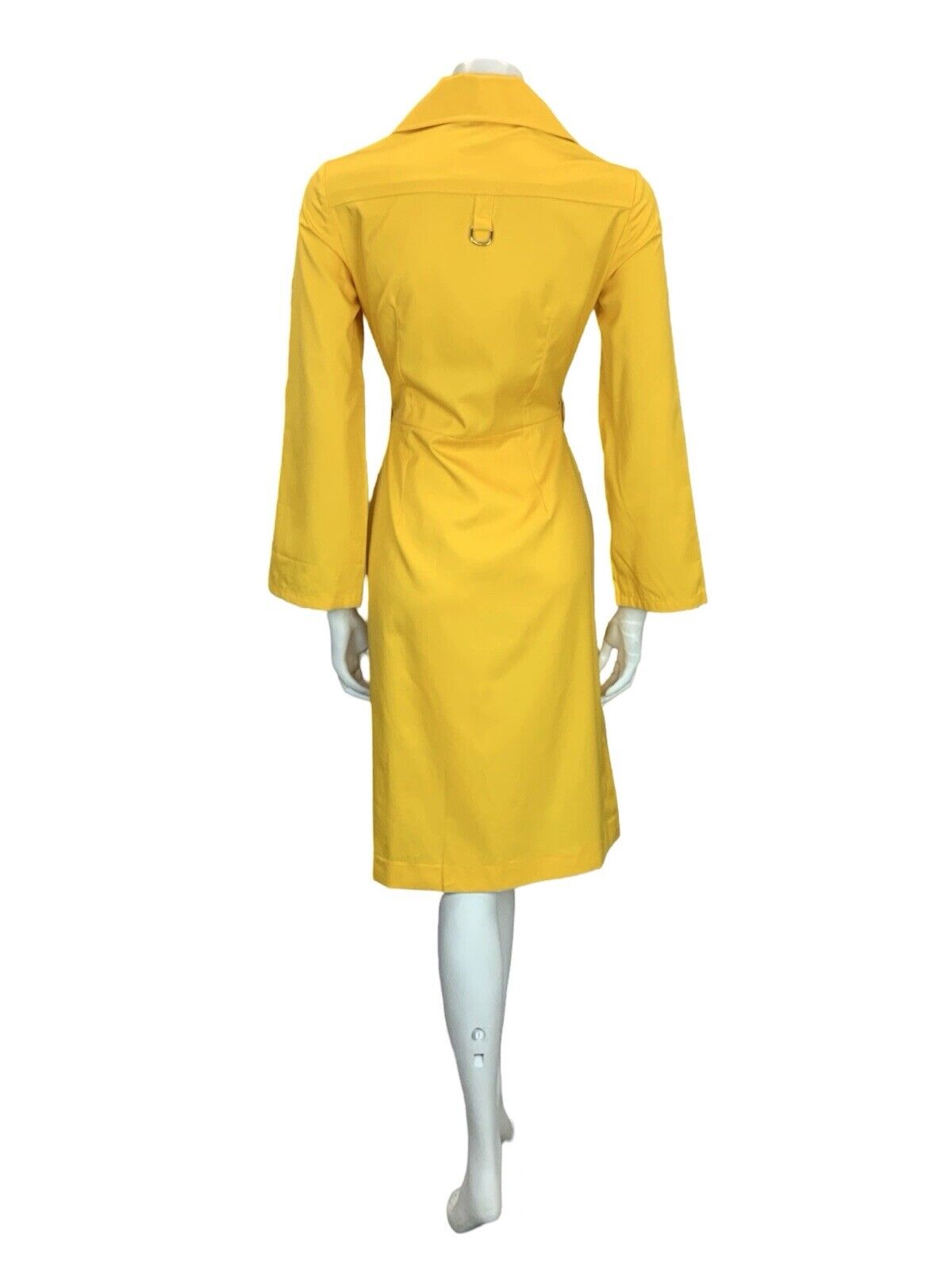 VTG 70S YELLOW UTILITY DAGGER COLLAR BELL SLEEVE SHIRT DRESS W/ POCKETS 8