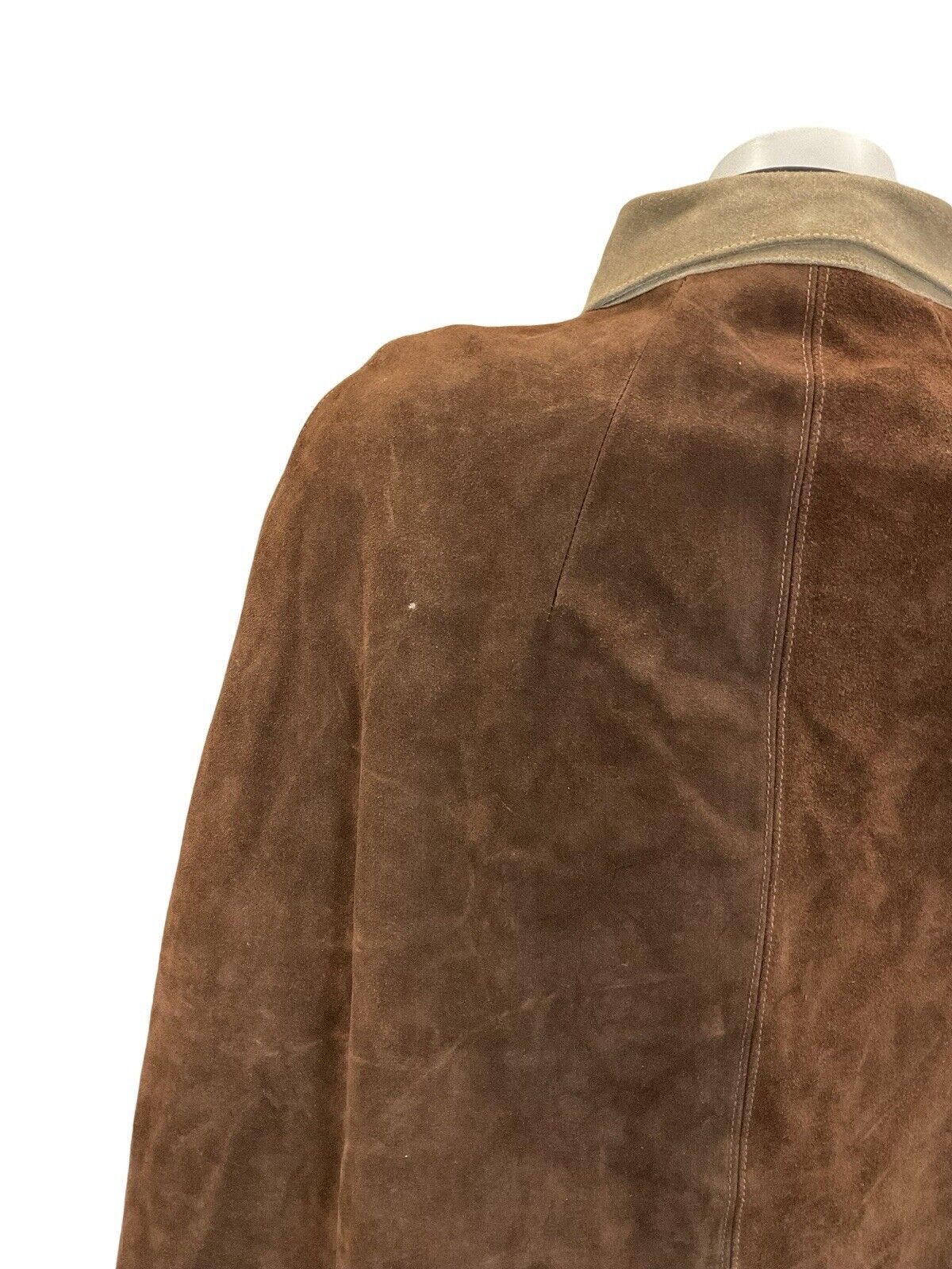 VTG 60S 70S BOHO GEOMETRIC FLOWER CUT OUT TWO TONE BROWN SUEDE CAPE 8 10 12