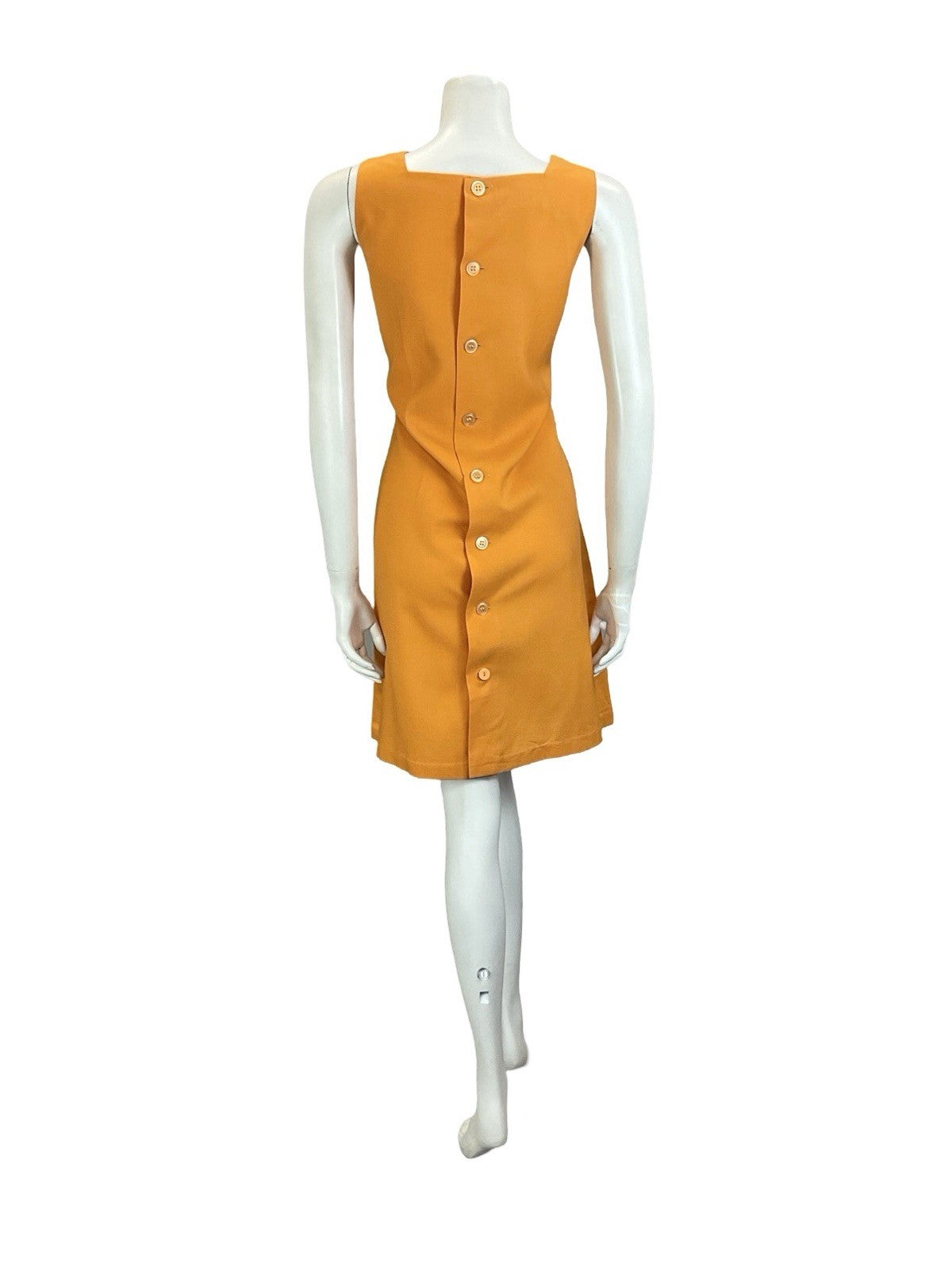 VTG 60S 70S ORANGE BLUE RED FOLK EMBROIDERED SMOCK PINAFORE DRESS W/ POCKETS 14