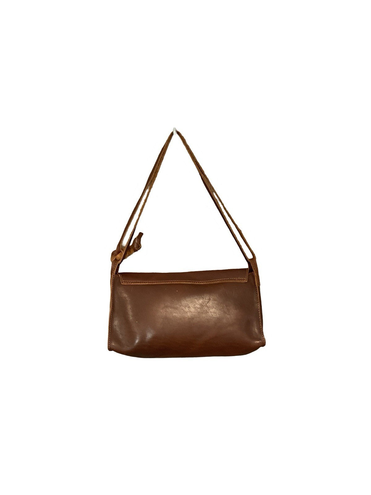 VTG 60S 70S WESTERN BOHO DARK BROWN PASTEL PINK STUD SHOULDER BAG