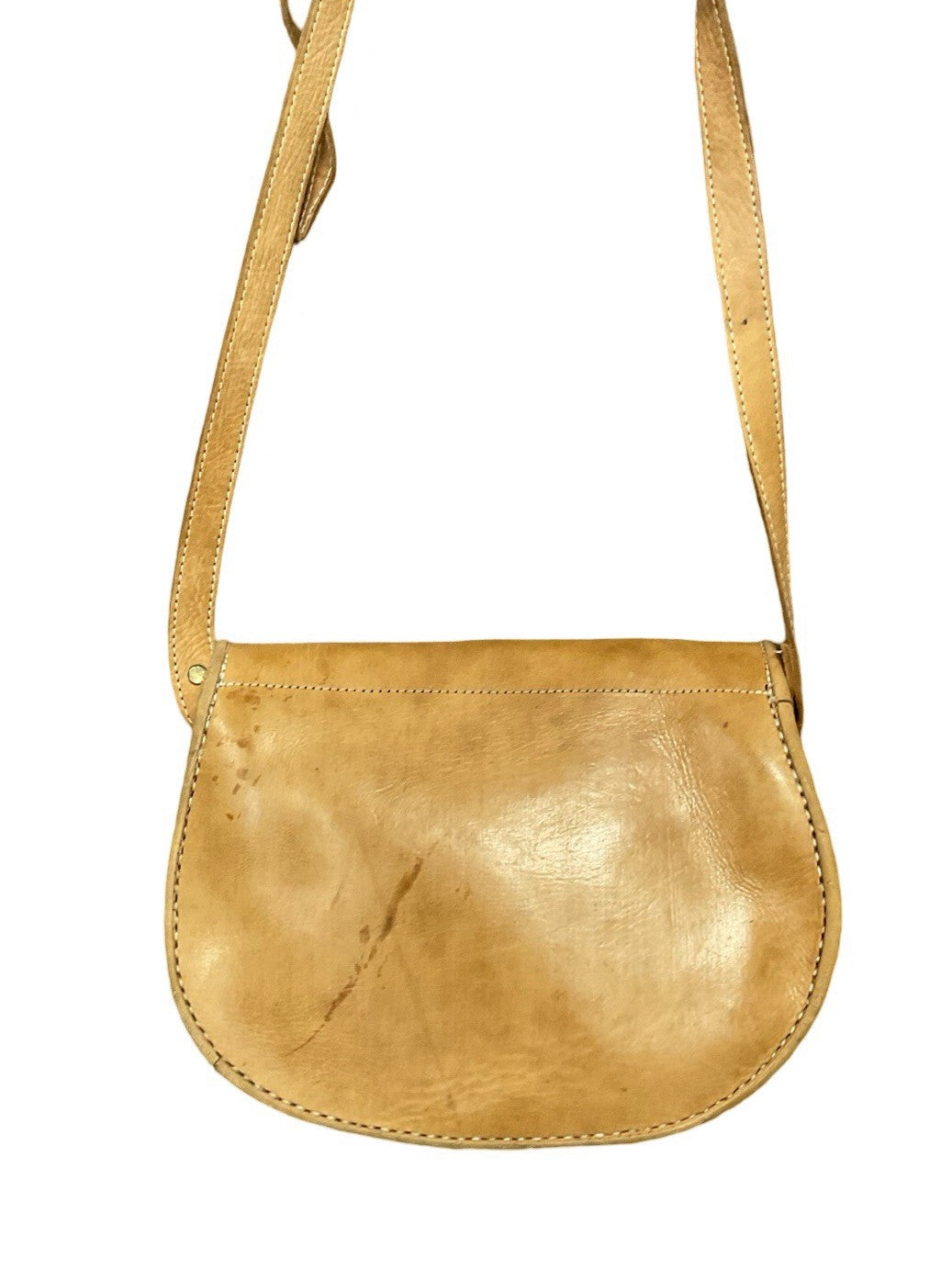 VTG 70S BOHO TAN BROWN SILVER STUDDED EMBELLISHED STONE METALWORK CROSS BODY BAG