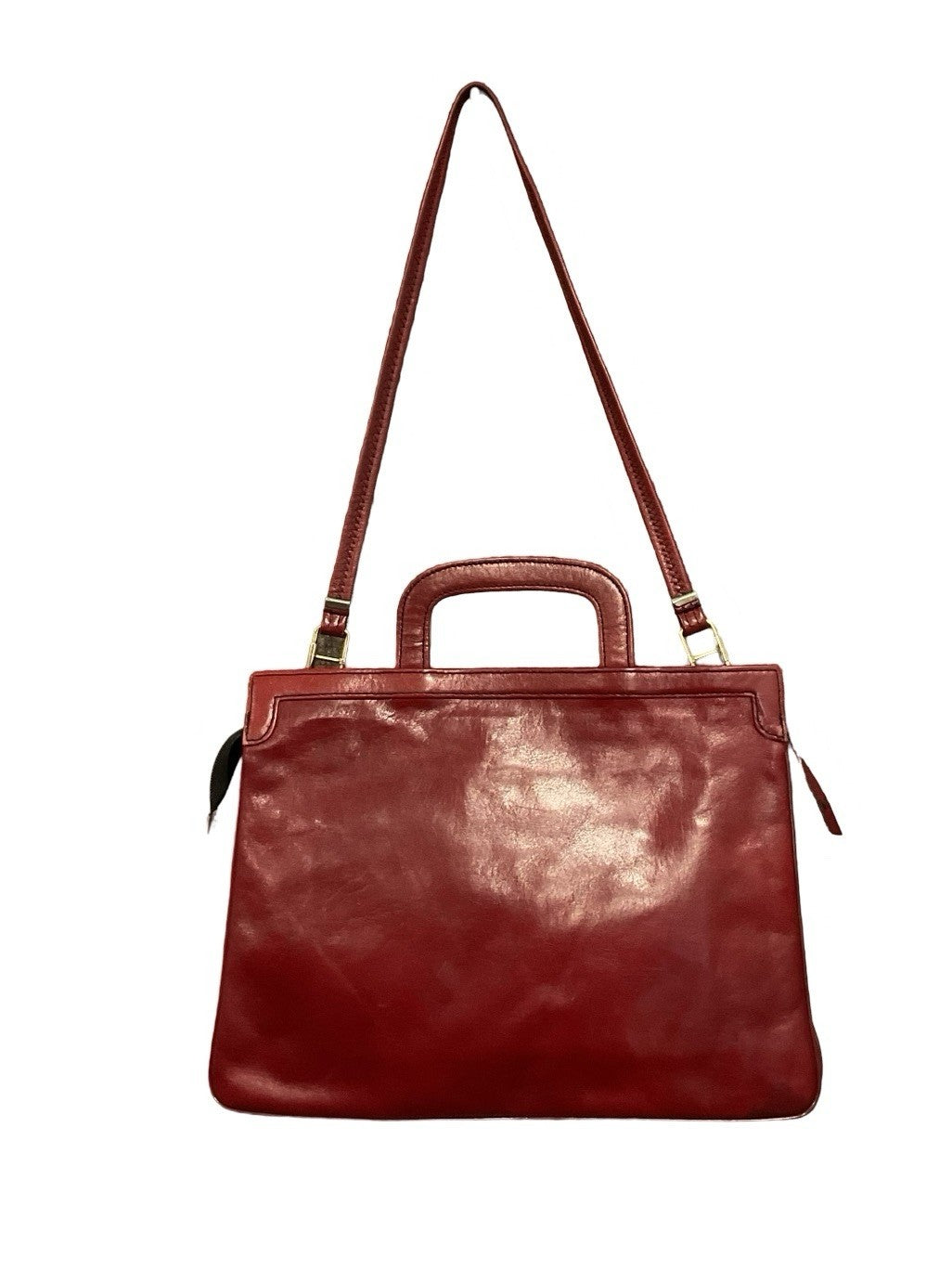 VTG 60S 70S RED LEATHER GOLD WOVEN MOD GOGO HAND SHOULDER BAG