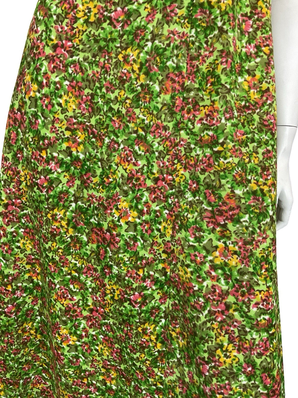 VTG 60S 70S GREEN RED YELLOW PSYCHEDELIC FLORAL HALTER NECK MAXI DRESS 14 16