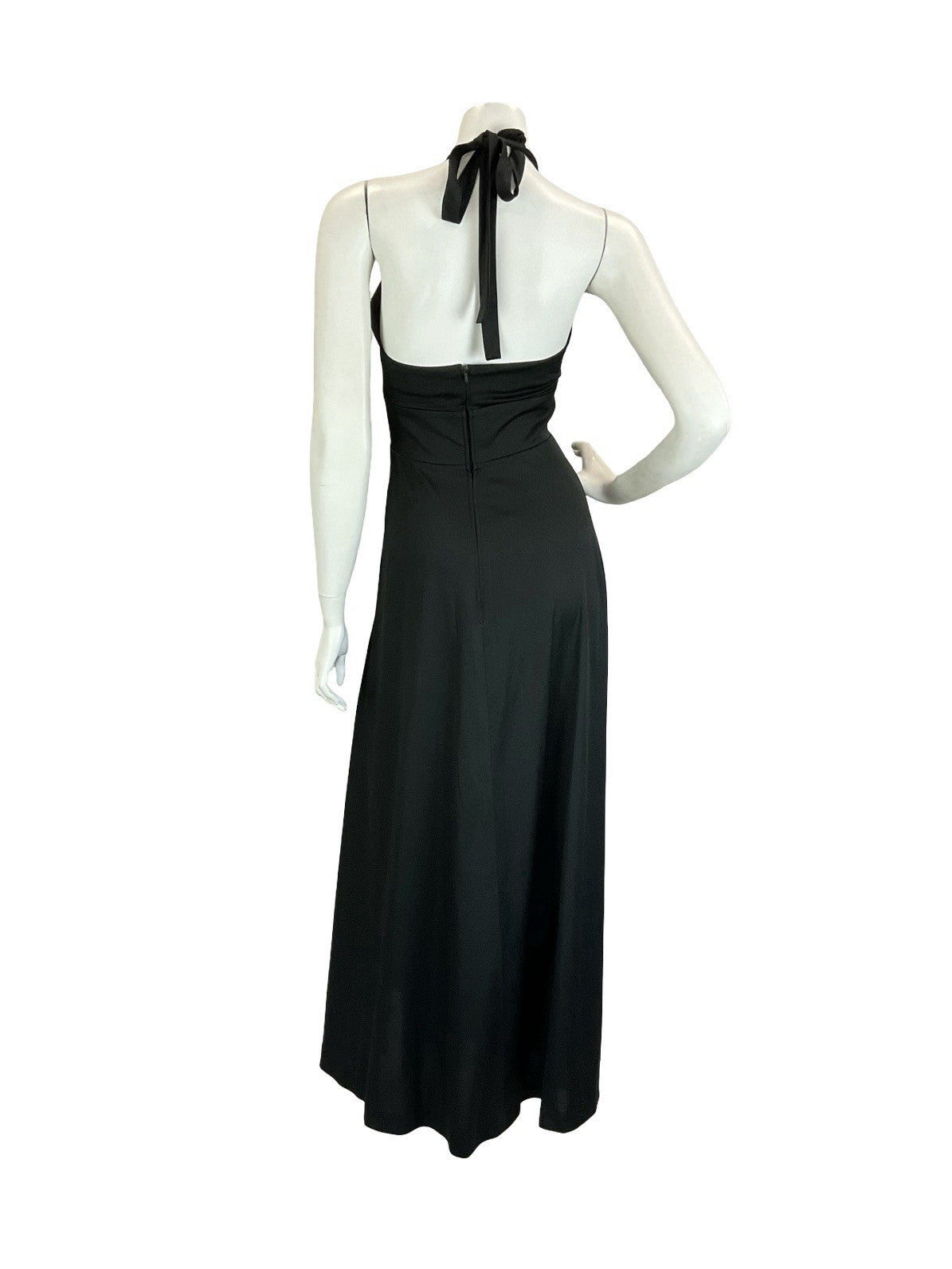 VTG 60S 70S BLACK BROWN WHITE RED ROOSTER CHICKEN HALTER NECK MAXI DRESS 8