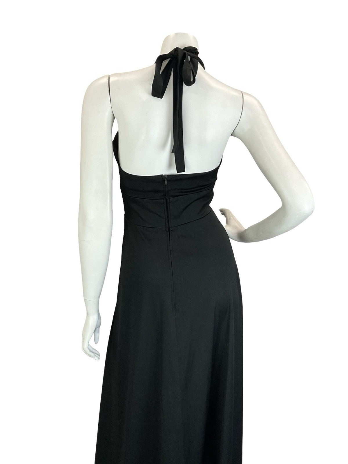 VTG 60S 70S BLACK BROWN WHITE RED ROOSTER CHICKEN HALTER NECK MAXI DRESS 8