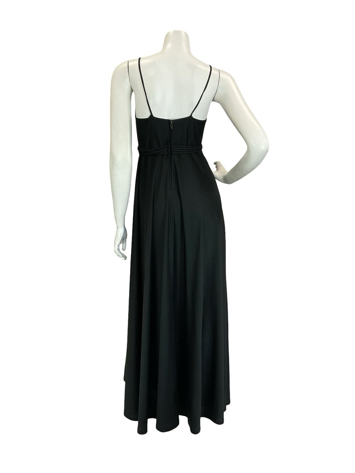 VTG 60S 70S BLACK PINK EMPIRE STRAPPY FLOWER BOHO MAXI DRESS 4 6