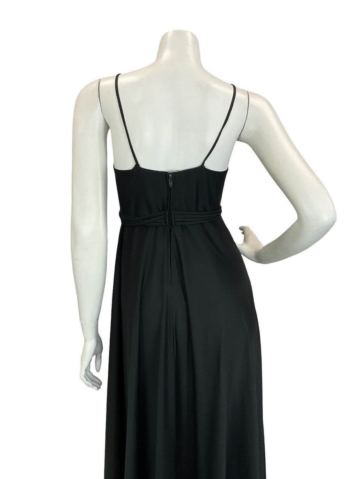 VTG 60S 70S BLACK PINK EMPIRE STRAPPY FLOWER BOHO MAXI DRESS 4 6