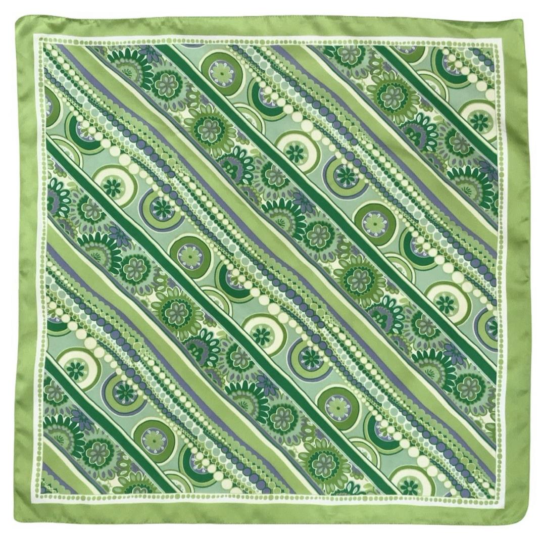 VTG 60S 70S GREEN PURPLE CREAM PSYCHEDELIC FLORAL STRIPED DOTTY SCARF