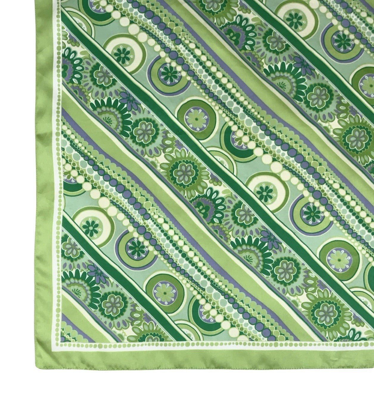 VTG 60S 70S GREEN PURPLE CREAM PSYCHEDELIC FLORAL STRIPED DOTTY SCARF