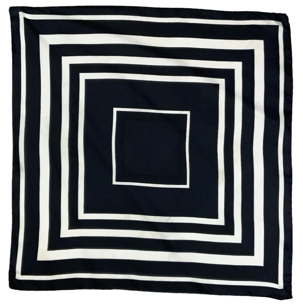 VTG 60S 70S BLACK WHITE MOD GEOMETRIC SQUARE SCARF