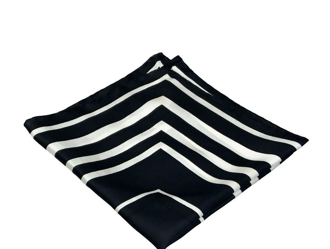 VTG 60S 70S BLACK WHITE MOD GEOMETRIC SQUARE SCARF