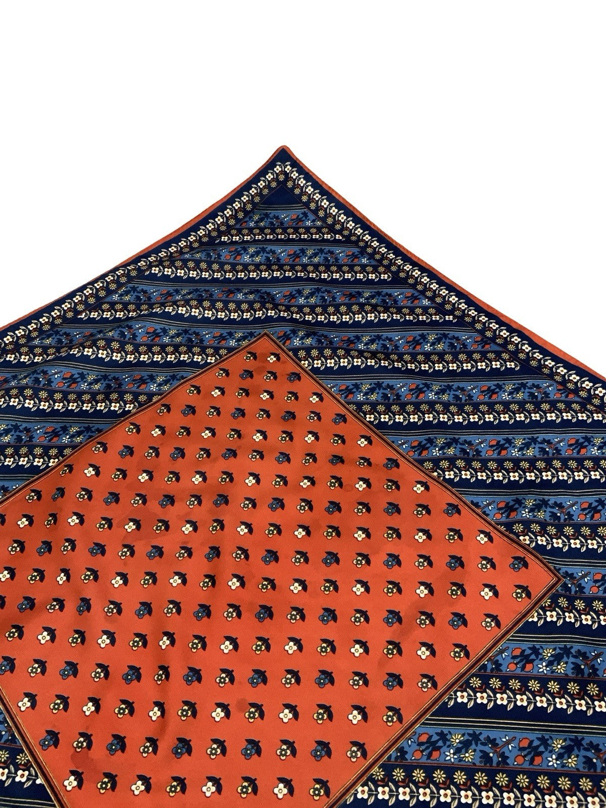 VTG 60S 70S RED WHITE BLUE BEIGE FLORAL FOLK BOHO STRIPED SCARF