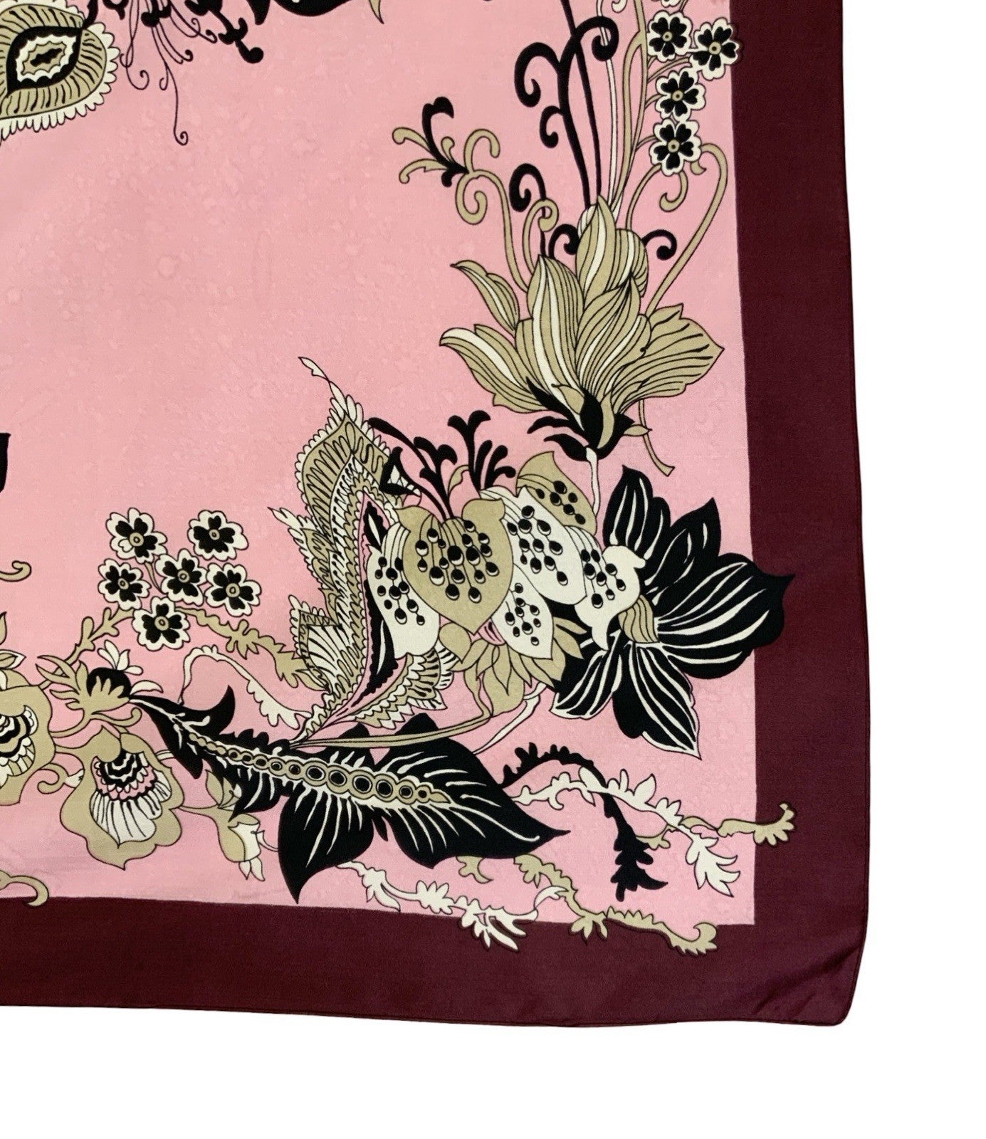 VTG 60S 70S PINK BEIGE BLACK PLUM PSYCHEDELIC FLORAL SCARF