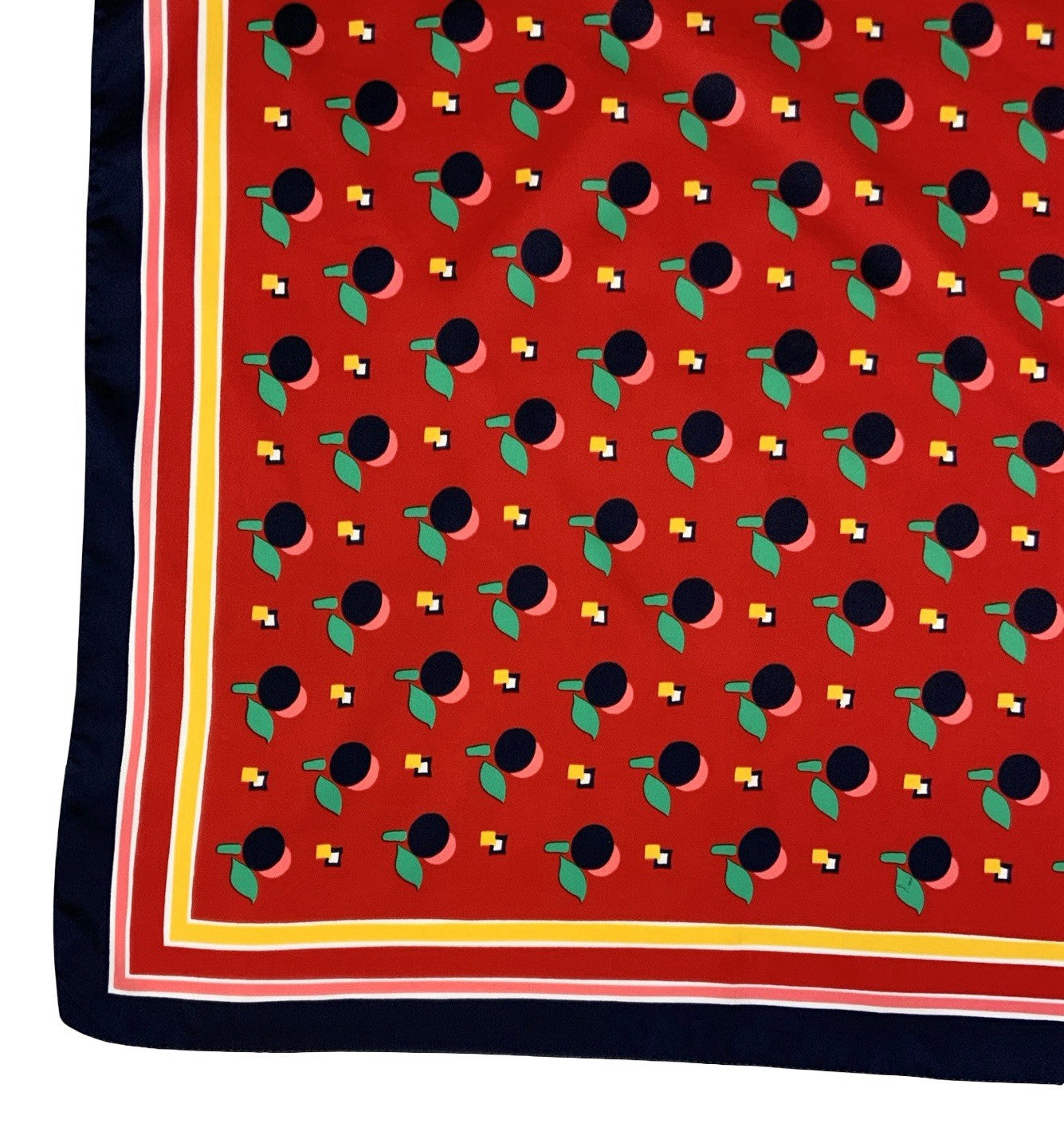 VTG 60S 70S RED BLACK GREEN YELLOW GEOMETRIC FRUIT MOD SCARF