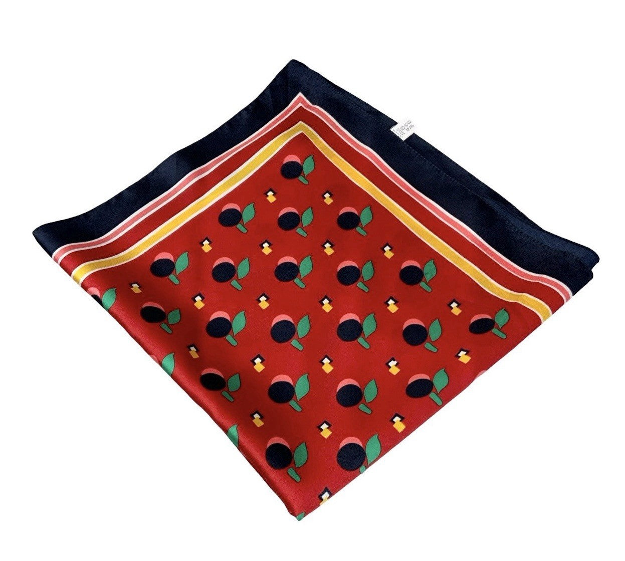 VTG 60S 70S RED BLACK GREEN YELLOW GEOMETRIC FRUIT MOD SCARF