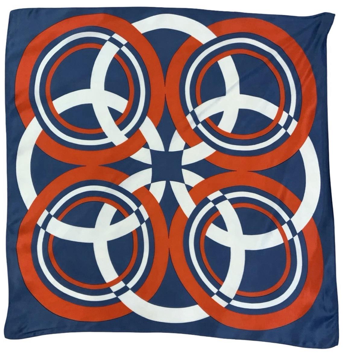 VTG 60S 70S GEOMETRIC MOD RED WHITE BLUE CIRCLE SCARF
