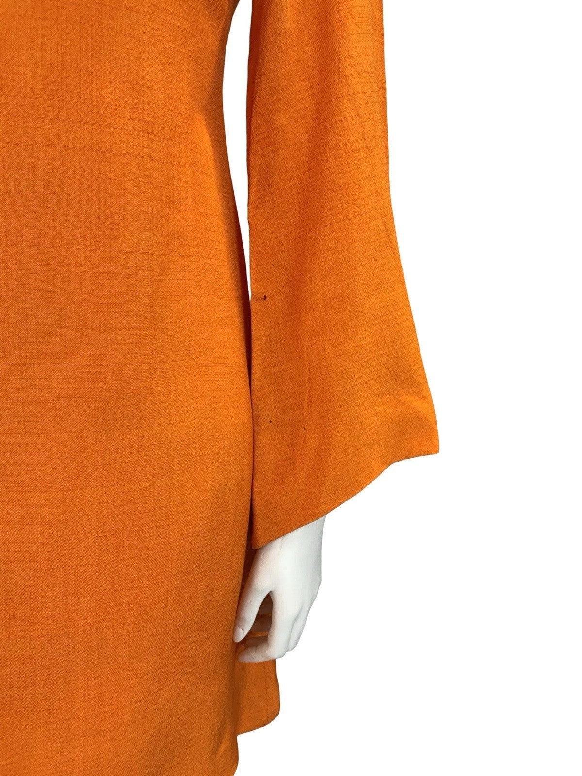VTG 60S ORANGE ANIK ROBELIN MOD GOGO BELL SLEEVE ASYMMETRIC MINI DRESS 8 10 S