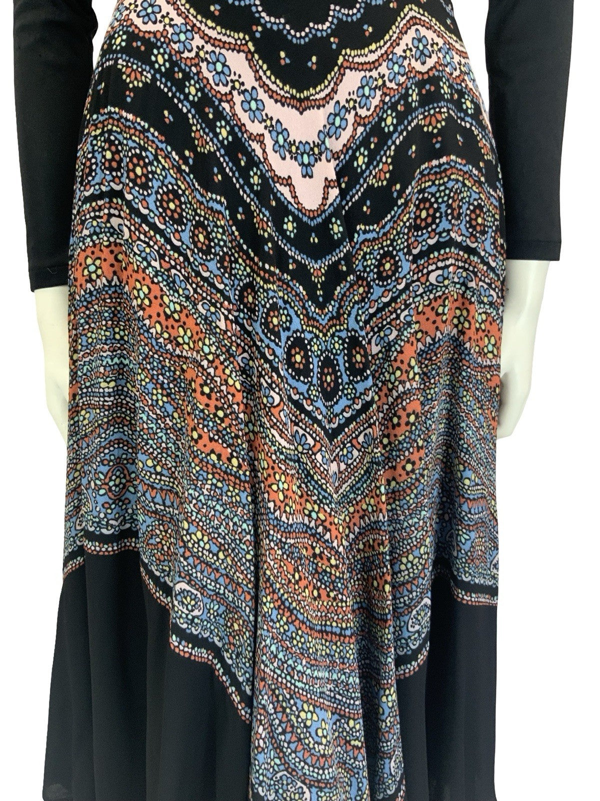 VTG 60S 70S BLACK PINK BLUE LUCIE LINDEN BOHO FLORAL DOTTY FLOATY MIDI SKIRT 6