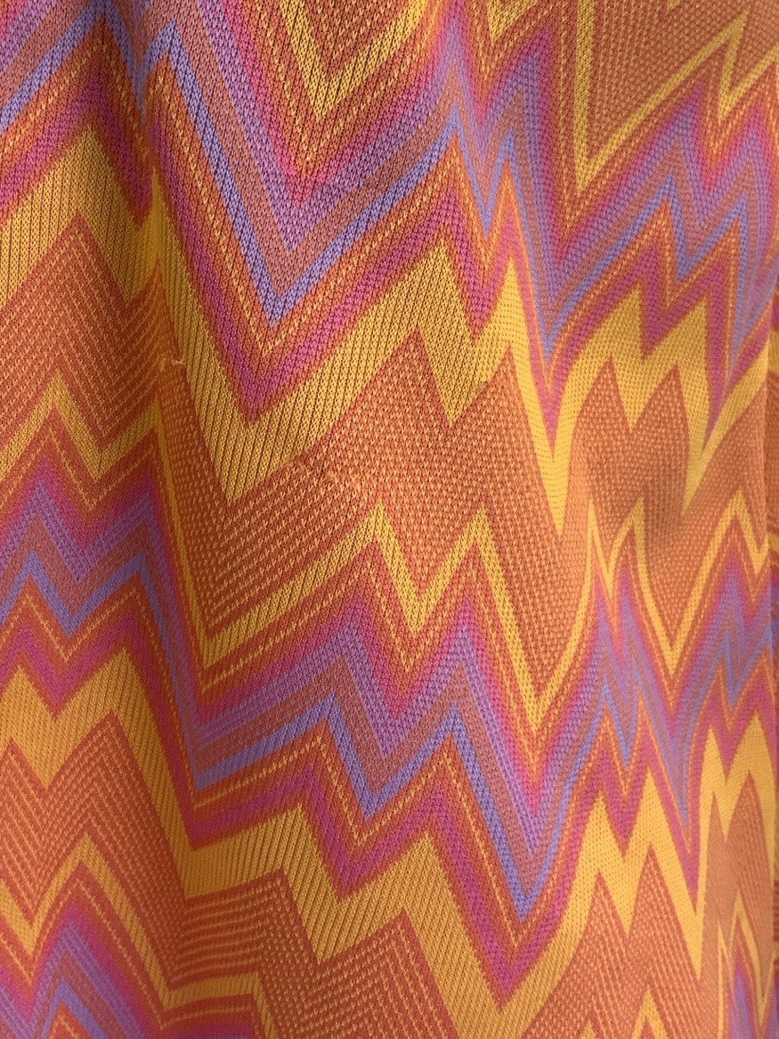 VTG 60S 70S PINK ORANGE PURPLE YELLOW GEOMETRIC ZIG ZAG CHEVRON A LINE SKIRT 12