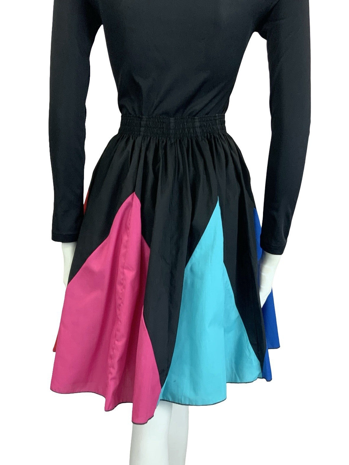 VTG 60S 70S RAINBOW BLACK PINK BLUE YELLOW RED SWING SKATER SKIRT 8 10 12 14